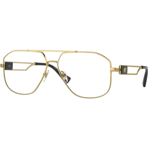 Goldene Brillengestelle,Schwarze Gold Brillengestelle - Versace - Modalova