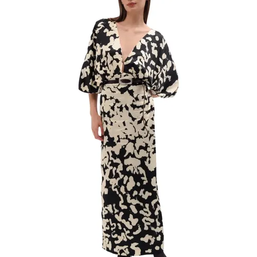 Printed Satin Cape Sleeve Maxi Dress , female, Sizes: S, XS - Liviana Conti - Modalova