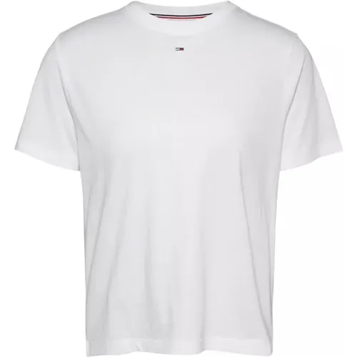 Bedrucktes Baumwoll-T-Shirt - Rundhals , Damen, Größe: M - Tommy Jeans - Modalova