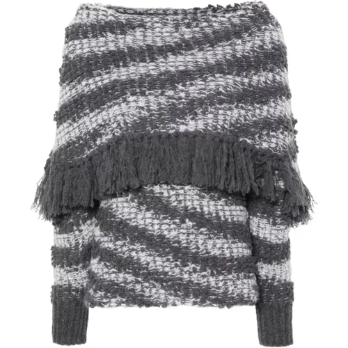 Fringed Tiger Wool Sweater , female, Sizes: S - Stella Mccartney - Modalova