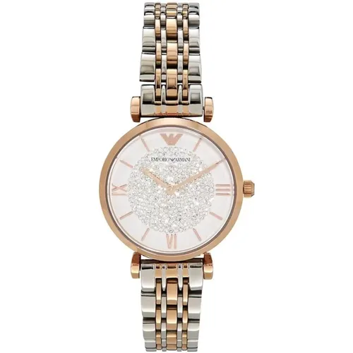 Pink Stainless Steel Chronograph Watch , female, Sizes: ONE SIZE - Armani - Modalova