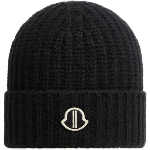 Wool Beanie with Logo Embroidery , male, Sizes: ONE SIZE - Moncler - Modalova