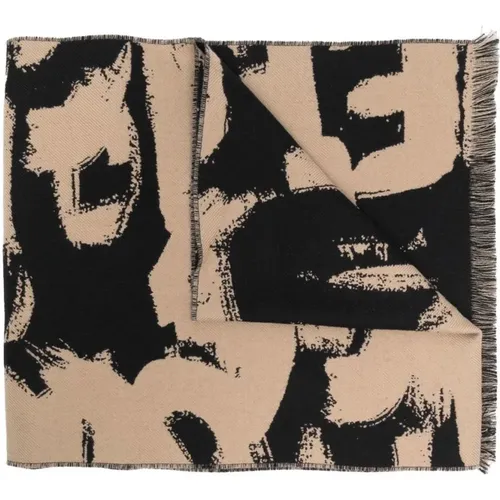 Graffiti Print Wool Scarf Black/Beige , female, Sizes: ONE SIZE - alexander mcqueen - Modalova