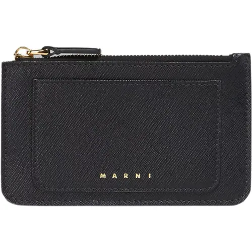 Saffiano leather card case , female, Sizes: ONE SIZE - Marni - Modalova