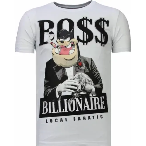 Billionaire Boss Rhinestone - Herren T-Shirt - 13-6205W , Herren, Größe: XL - Local Fanatic - Modalova