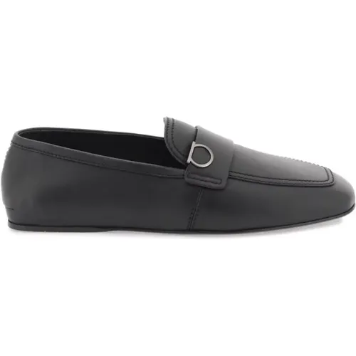 Leather loafers with iconic metal Ganici , male, Sizes: 8 UK, 7 UK, 6 UK - Salvatore Ferragamo - Modalova