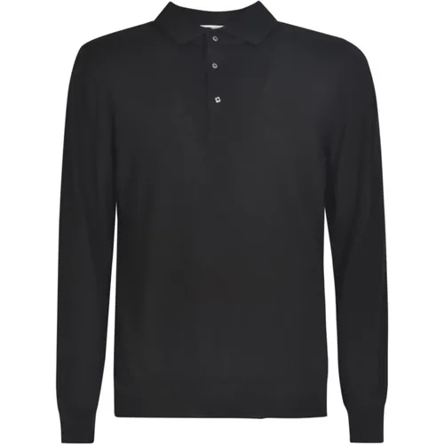 Schwarzes Feinstrick-Woll-Polo-Shirt , Herren, Größe: L - Lardini - Modalova