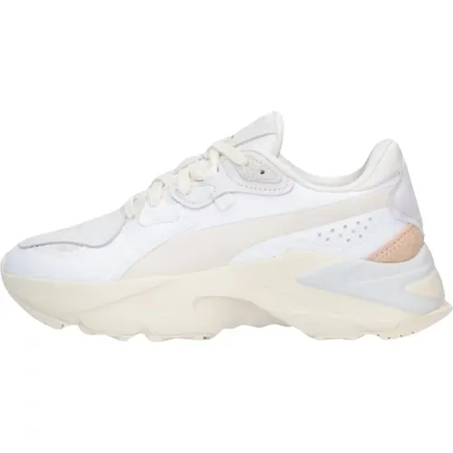 Weiße Leder Low Top Sneakers , Damen, Größe: 36 EU - Puma - Modalova