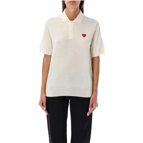 Rotes Herz Strick Poloshirt , Damen, Größe: S - Comme des Garçons - Modalova