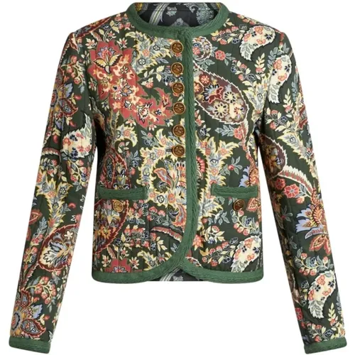 Green Paisley Print Coat , female, Sizes: M, S, XS - ETRO - Modalova