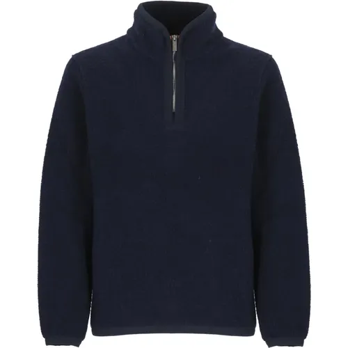 Blauer Wollpullover mit hohem Kragen und Reißverschluss , Herren, Größe: XL - K-way - Modalova