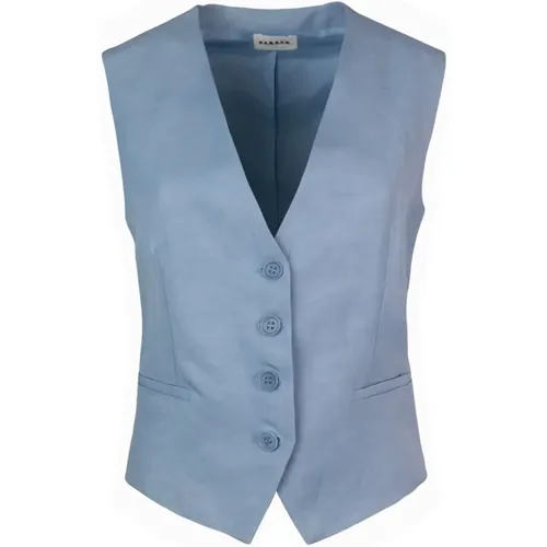 Linen Gilet Button Jacket , female, Sizes: L - P.a.r.o.s.h. - Modalova