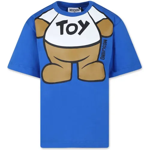 Teddybär-Druck Blaues T-Shirt - Moschino - Modalova