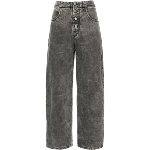 Grey Denim Jeans Crinkled Finish , female, Sizes: W26, W28, W27, W29, W25 - MM6 Maison Margiela - Modalova