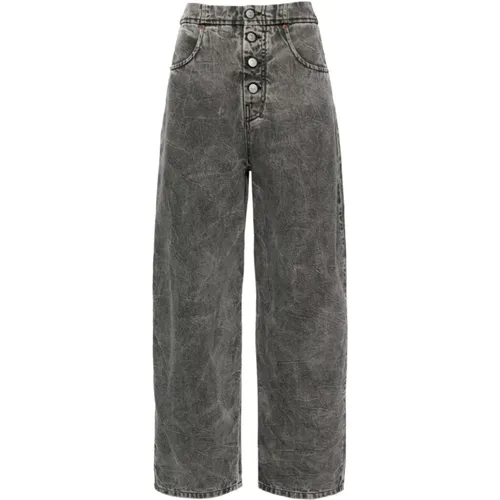 Grey Denim Jeans Crinkled Finish , female, Sizes: W28, W27, W29, W25 - MM6 Maison Margiela - Modalova