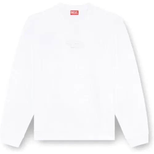 Oval D Cut-Out Logo Sweatshirt Weiß , Herren, Größe: L - Diesel - Modalova