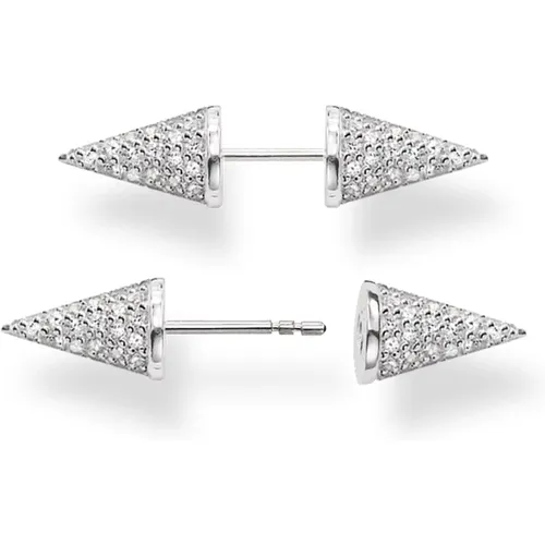 Silver Stud Earrings with Zirconia Stones , female, Sizes: ONE SIZE - Thomas Sabo - Modalova