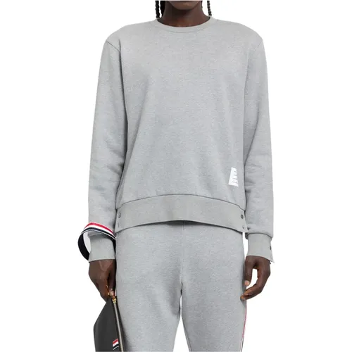 Grauer gestreifter Crewneck Sweatshirt - Thom Browne - Modalova