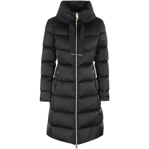 Lange Schwarze Satin Steppjacke - Herno - Modalova