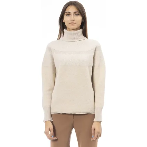 Pullover - Langarm - Gerippter Saum , Damen, Größe: L - Alpha Studio - Modalova