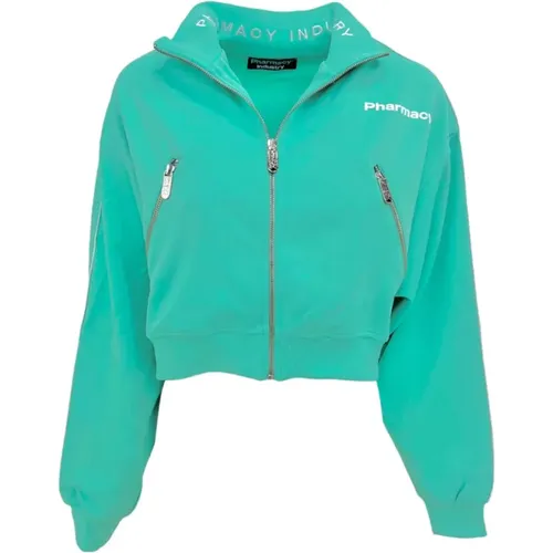 Track Jacket mit durchgehendem Reißverschluss und Logo-Druck , Damen, Größe: M - PHARMACY INDUSTRY - Modalova