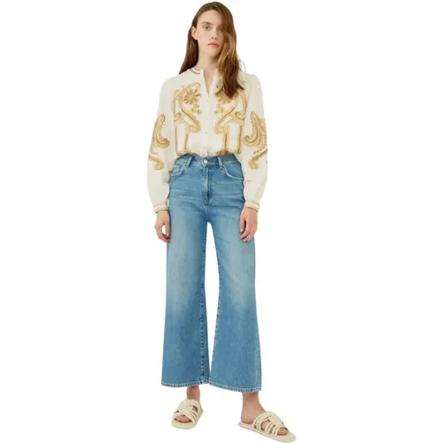 Flare High-Waisted Cropped Jeans , Damen, Größe: W25 - Silvian Heach - Modalova
