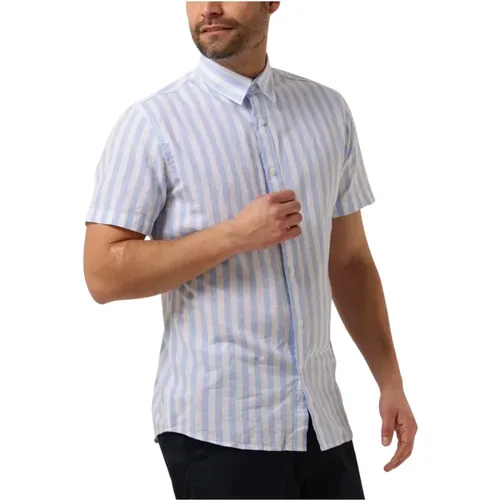 Klassisches Leinen Gestreiftes Hemd Blau/Weiß,Klassisches Leinenhemd für Herren - Selected Homme - Modalova