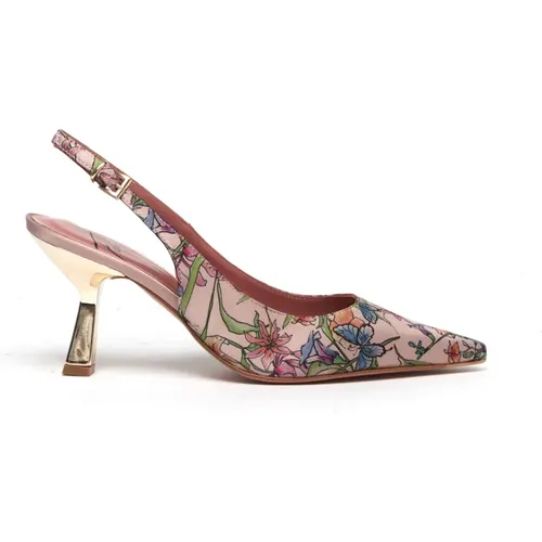 Blumiger Stoff Slingback in Puderbasis , Damen, Größe: 35 EU - Roberto Festa - Modalova