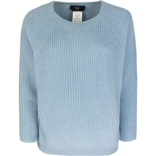 Blaue Mohair-Mischung Pullover Regular Fit , Damen, Größe: XS - Max Mara - Modalova