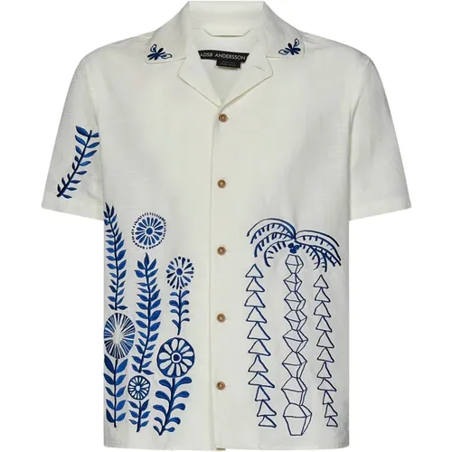 Blue Embroidered Linen Shirt , male, Sizes: S - Andersson Bell - Modalova