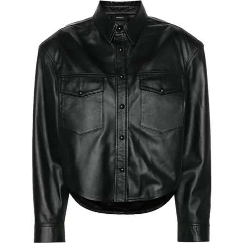 Leather Shirt Jacket , female, Sizes: 2XS - Wardrobe.nyc - Modalova