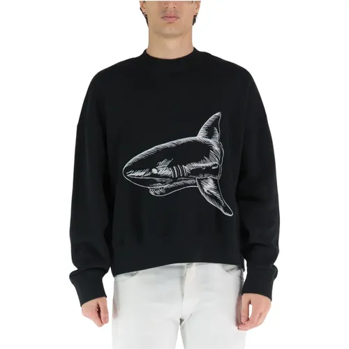 Split Shark Crew Sweatshirt , Herren, Größe: L - Palm Angels - Modalova