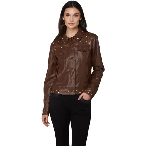 Leather Jacket with Studs , female, Sizes: M - Twinset - Modalova