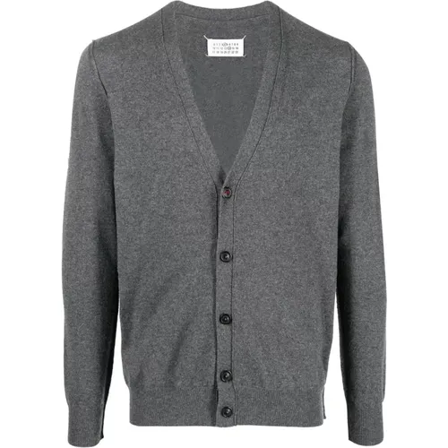 Grey Cashmere Button-Up Cardigan , male, Sizes: XL - Maison Margiela - Modalova