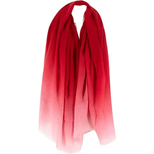 Roter Schal mit Schattierung und Fransen - Kiton - Modalova