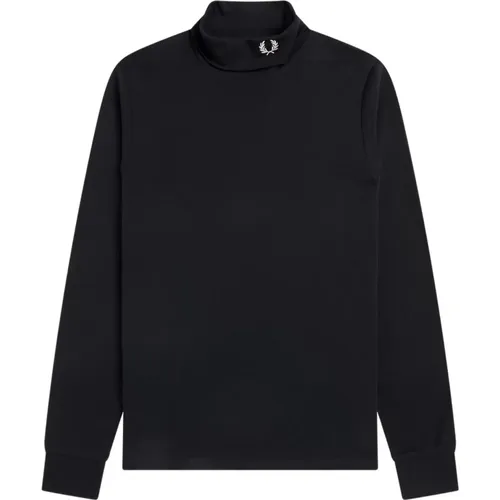 Schwarzer Baumwollpullover mit raffinierten Details - Fred Perry - Modalova