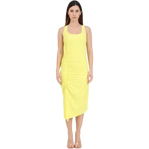 Gelbes Midi-Kleid mit Seitengriffen , Damen, Größe: XS - PATRIZIA PEPE - Modalova