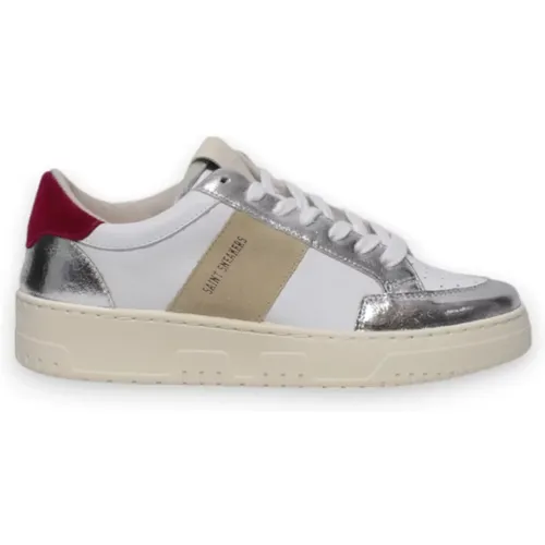 White Silver Leather Sneakers Trendy Style , female, Sizes: 5 UK, 7 UK, 8 UK, 4 UK - Saint Sneakers - Modalova