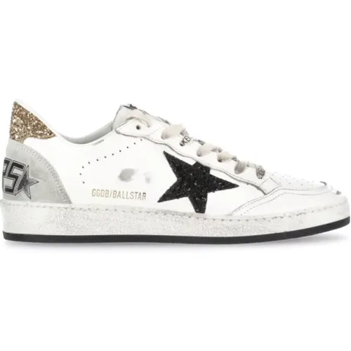 Weiße Leder Glitter Sneakers , Damen, Größe: 36 EU - Golden Goose - Modalova