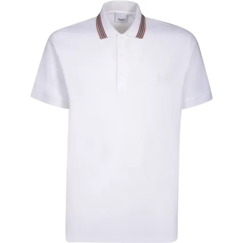 Klassisches Weißes Baumwoll-Poloshirt , Herren, Größe: L - Burberry - Modalova