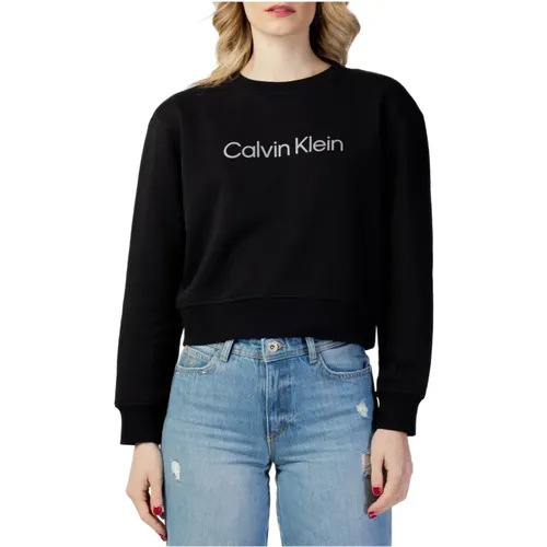 Schwarzer Print-Sweatshirt für Frauen , Damen, Größe: L - Calvin Klein - Modalova