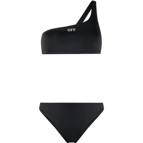 Schwarzes Meer Bikini Besticktes Logo , Damen, Größe: M - Off White - Modalova
