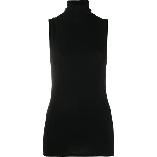 Sleeveless Roll Neck T-shirts and Polos , female, Sizes: S, L - majestic filatures - Modalova