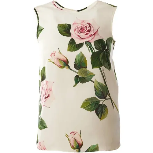 Women Roses Sleeveless Top , female, Sizes: 3XS, M - Dolce & Gabbana - Modalova