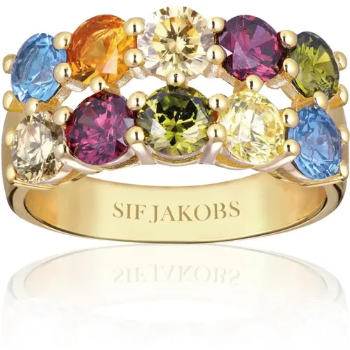 Vergoldeter Multicolor-Zirkonia-Ring , Damen, Größe: 52 MM - Sif Jakobs Jewellery - Modalova