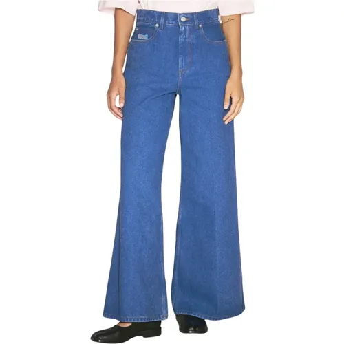 Wide-leg Logo Patch Jeans , Damen, Größe: 2XS - Marni - Modalova