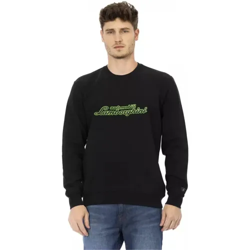 Luxuriöser Schwarzer Crewneck Sweatshirt mit Logo , Herren, Größe: M - Automobili Lamborghini - Modalova