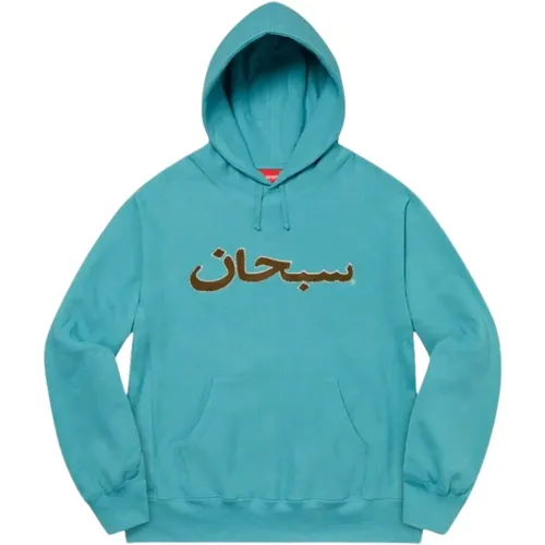 Limited Edition Arabic Logo Hoodie Light Aqua , male, Sizes: XL, S, M - Supreme - Modalova