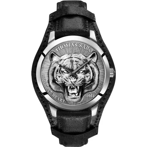Rebel Tiger 3D Schwarz-Silber Uhr - Thomas Sabo - Modalova
