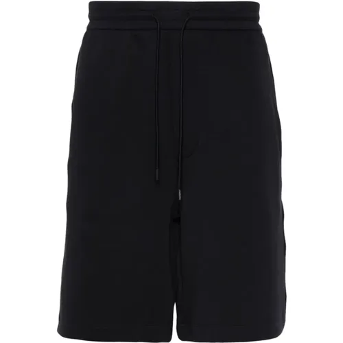 Regular Fit Navy Bermuda Shorts mit Logo-Bändern - Emporio Armani - Modalova